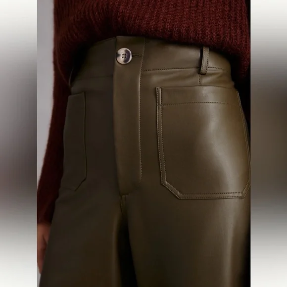 Anthropologie Maeve The Colette Olive Green Wide-Leg Pants size 23 - Picture 4 of 14